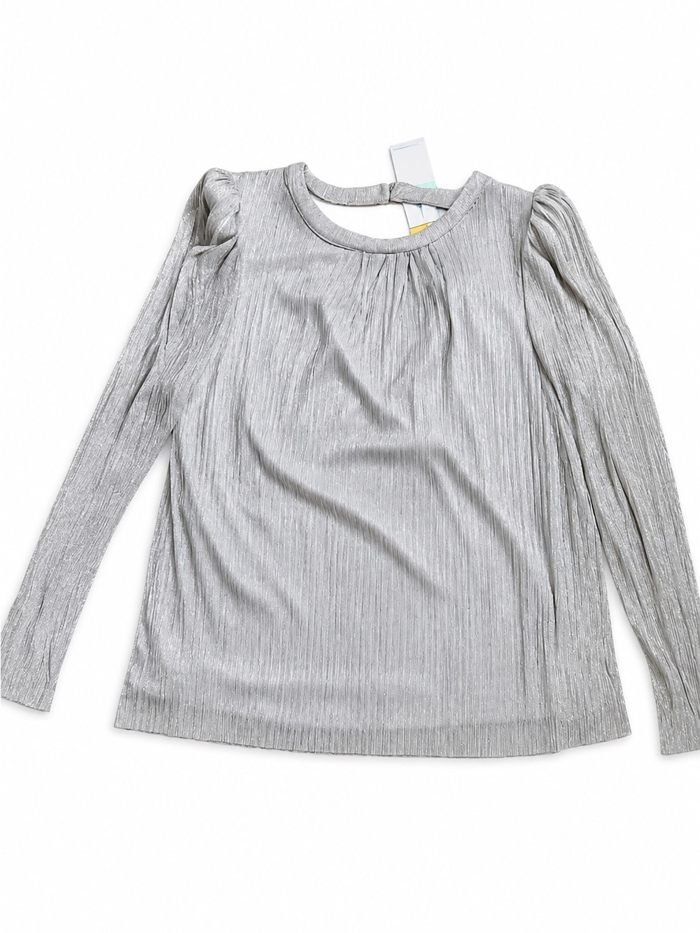 CeCe Silver Gold Metallic Shimmer Long Sleeve Blouse NWT Size Large